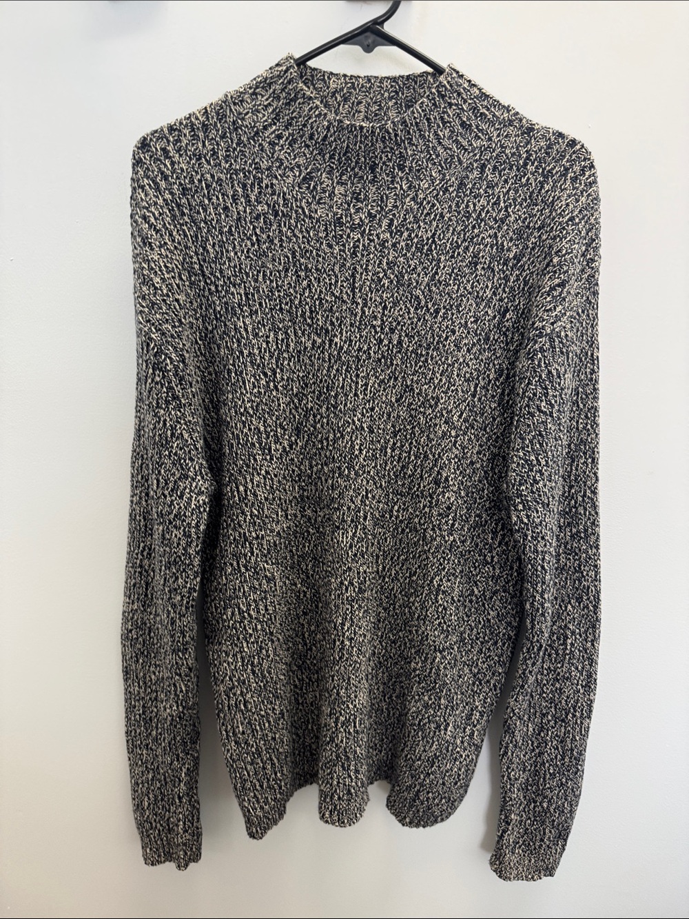 Marled Navy & White Crewneck Knit Sweater